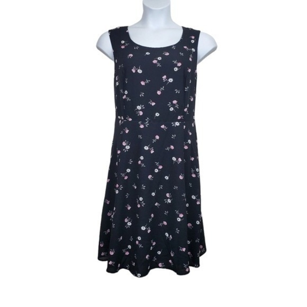 Torrid Womens Sleeveless Black Pink Floral Print Skater Dress Size 20
